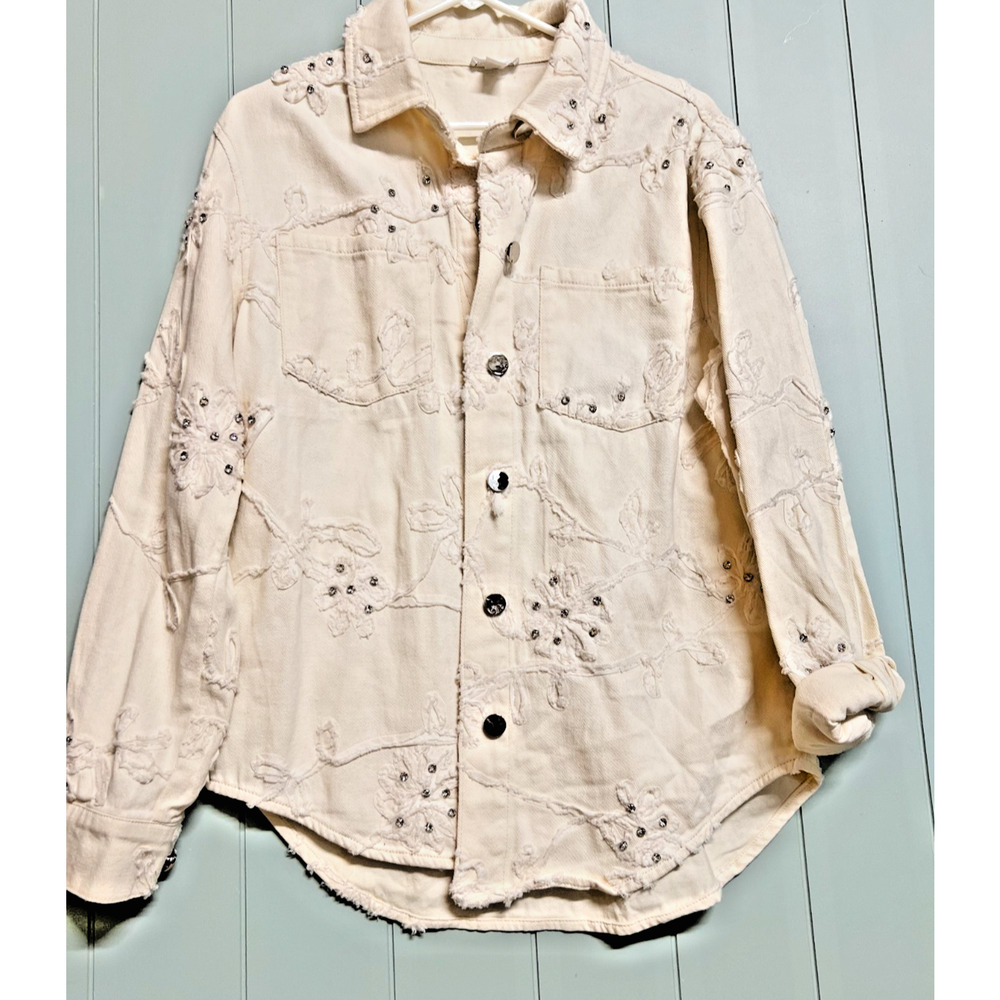 Monaliza Women’s Gold Blouse Top Size M Short Sleeve Casual Lightweight